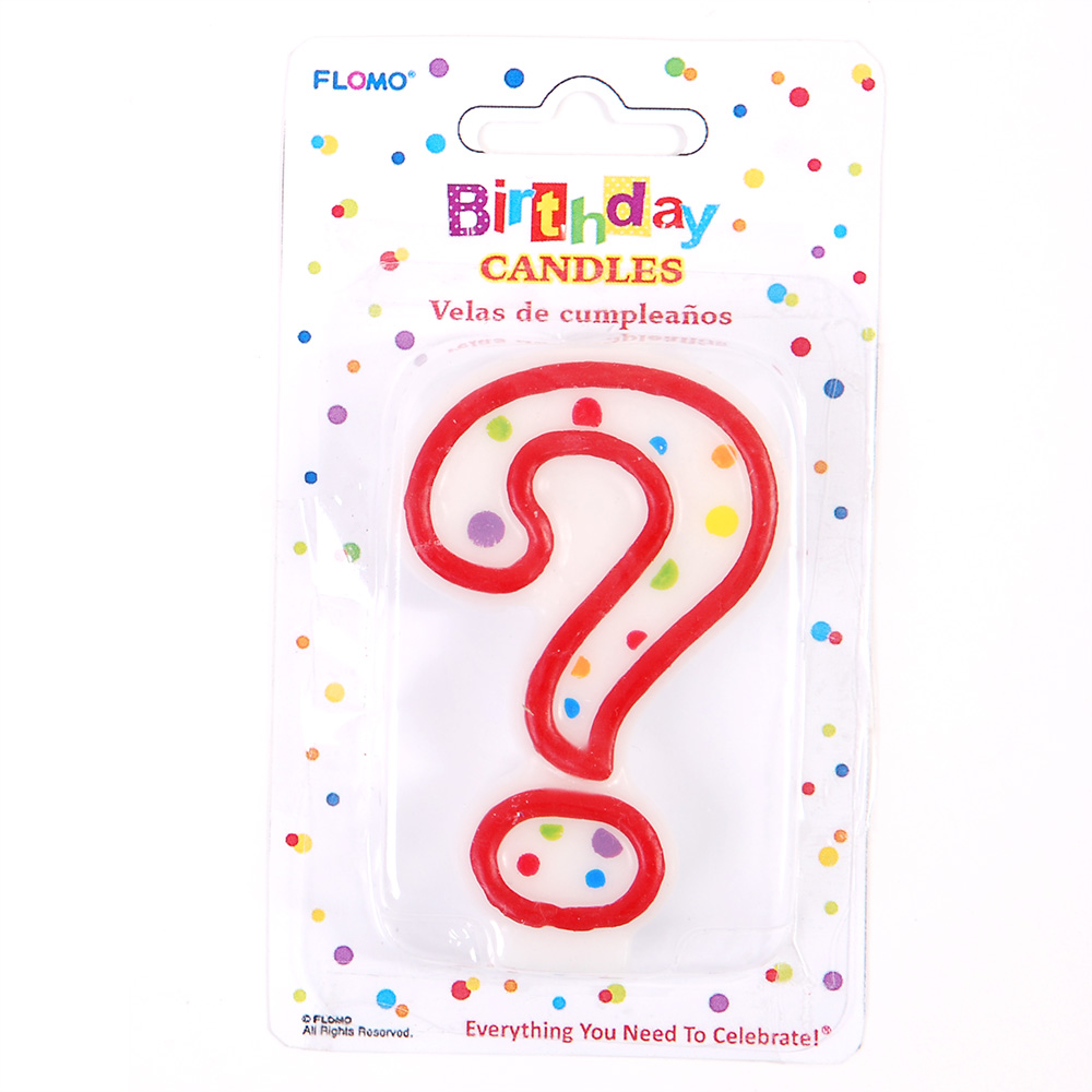 ''Red & White Birthday CANDLES - Numerical ''''?'''' ''