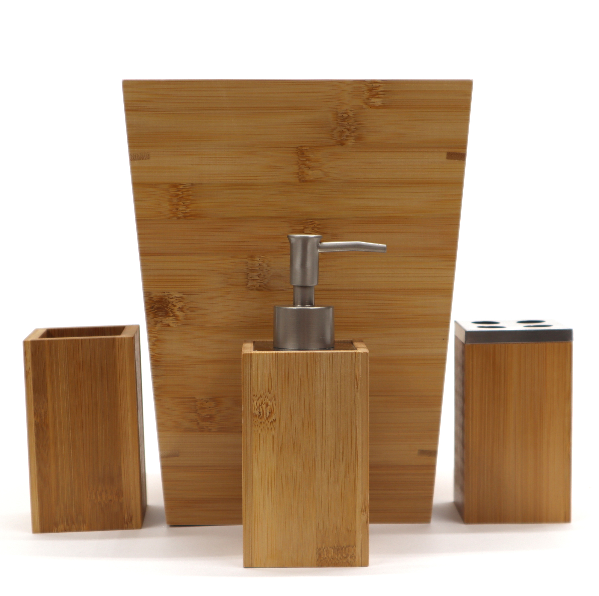 Bamboo Bathroom Accessory Sets - 4-Pack