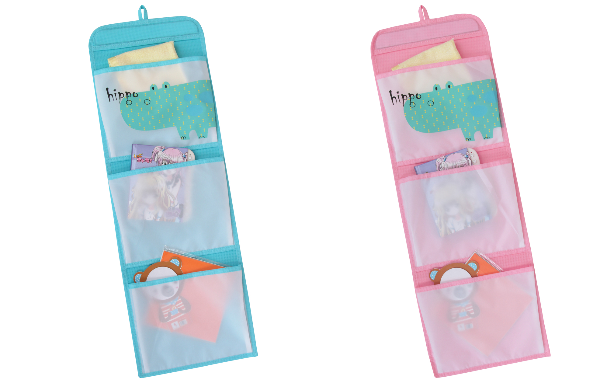 Children's Safari Hippo Hanging Wall Pockets