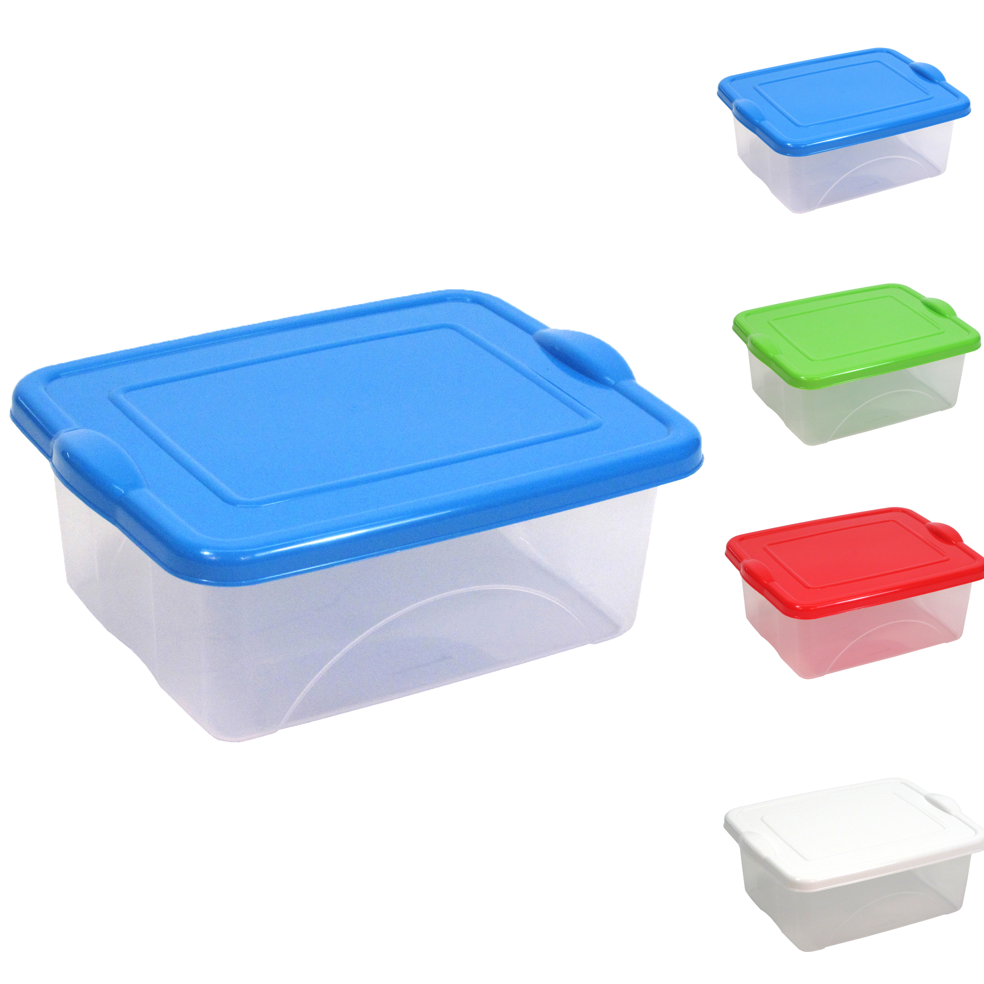 2.5 GALLON Clear Storage Bins w/ Snap-On Lid - Choose Your Color(s)