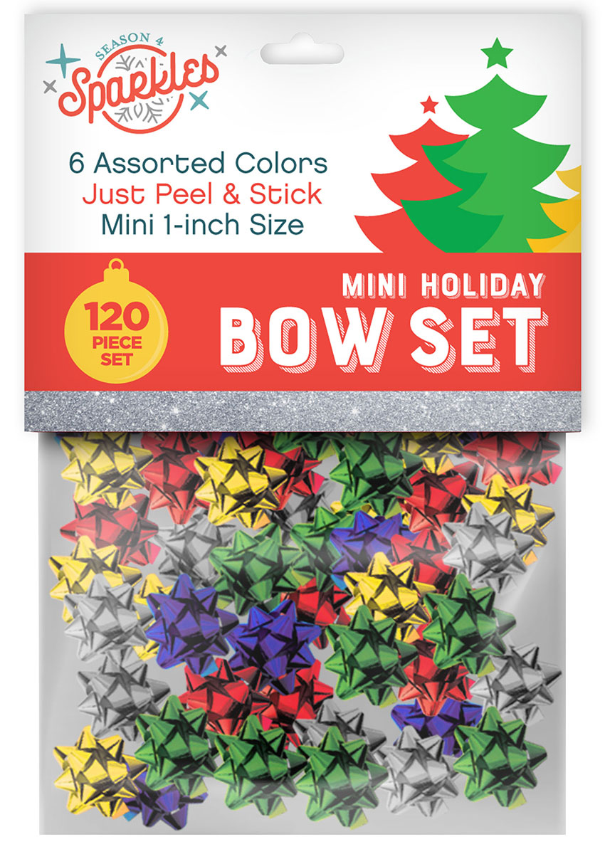 ''1'''' Peel & Stick Mini HOLIDAY Bows -120-Pack''