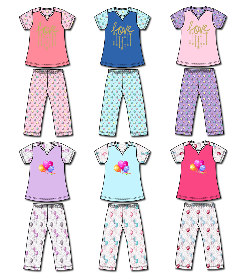 72 Wholesale Assorted Print Ladies Pajamas - at