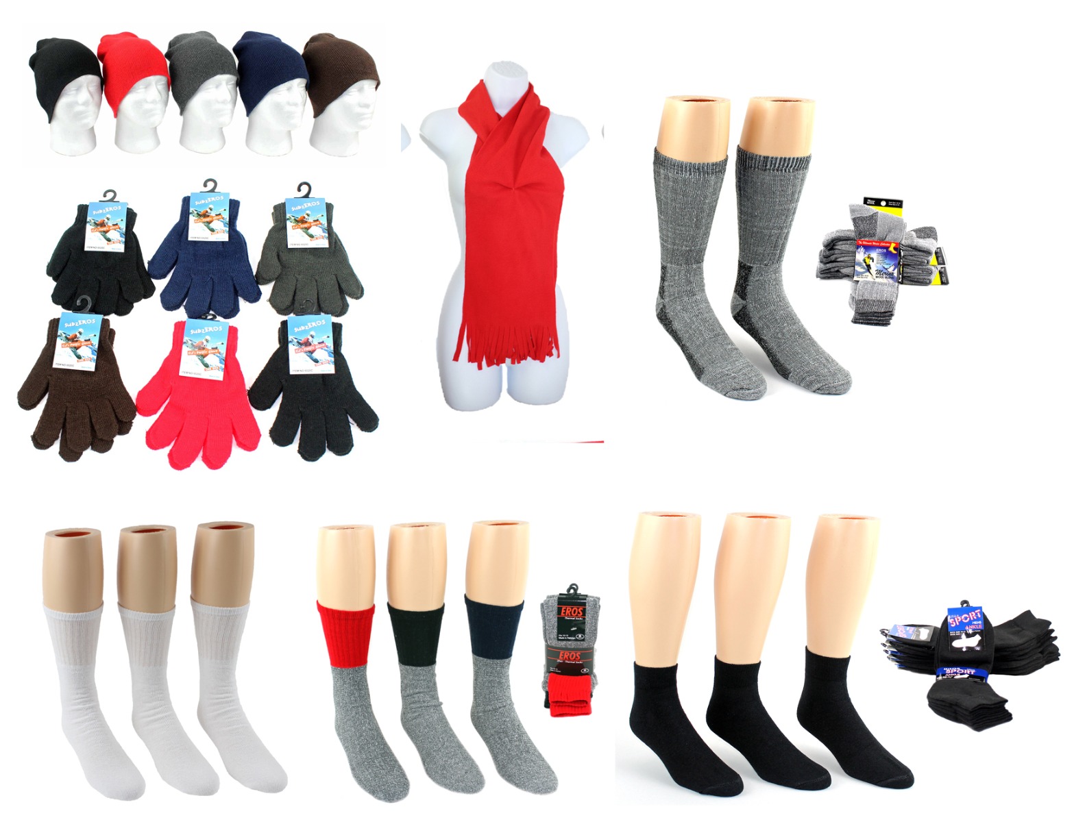 ''Charity Winter Bundle - Winter Hat, Gloves & SOCKS - Assorted Colors''