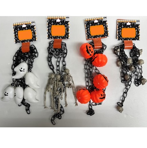 Chain Decor W/halloween Icons Plastic 59in 4ast Pump/ghost/SKULL/skeleton Halloween Barbell