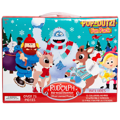 ''Fun Pack Rudolph Pop Outz Boxed Display 12 Color Boards, 10 Markers, 32pg Pad, 25 STICKERS''