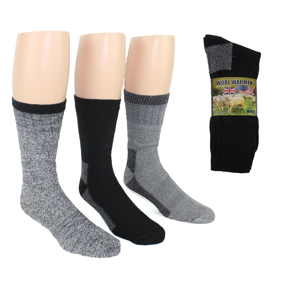 Men's Heavy Sole Thermal Work Socks - 2-Pair Packs