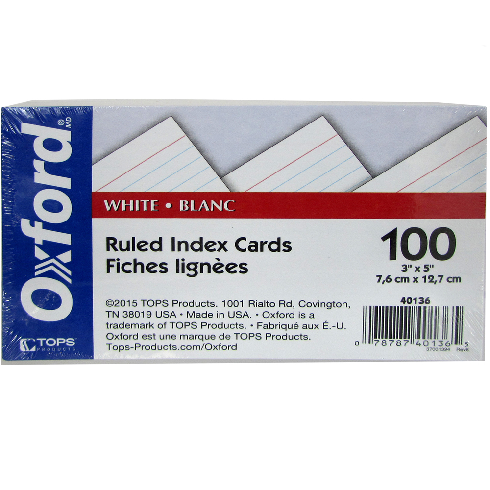 ''3'''' X 5'''' Oxford Ruled Index Cards - 100-Pack''