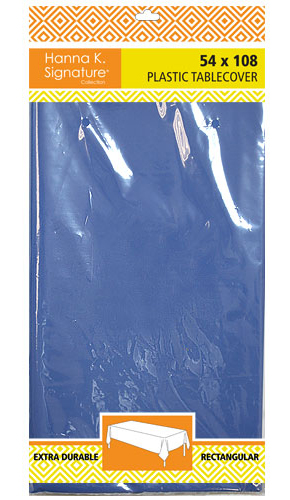 ''54'''' X 108'''' Rectangular Heavyweight Plastic Tablecloth - Blue - Hanna K. Signature''