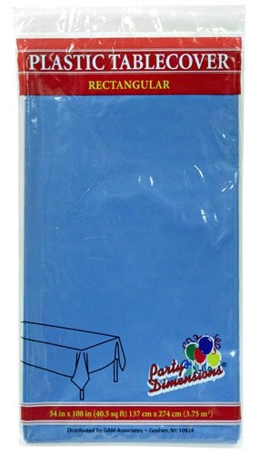 ''54'''' X 108'''' Rectangular Plastic Tablecloth- Medium Blue - Party Dimensions''