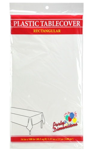 ''54'''' X 108'''' Rectangular Plastic Tablecloth - White - Party Dimensions''