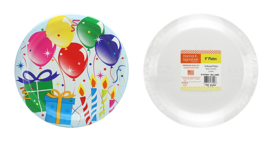 ''9'''' Paper Plates - Birthday BALLOONs Design - 18-Packs - Hanna K. Signature''