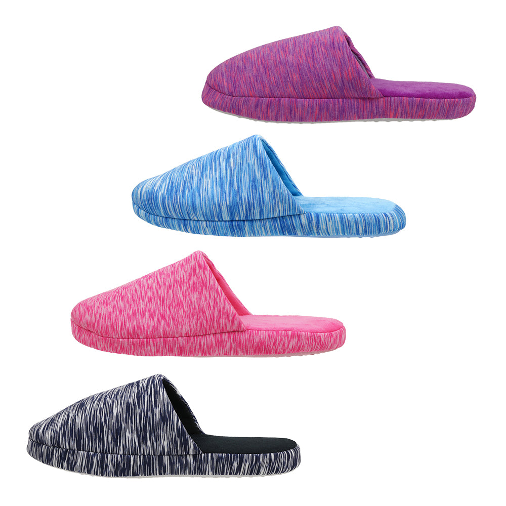 Women's Heathered Mule Bedroom SLIPPERS w/ Soft Footbed
