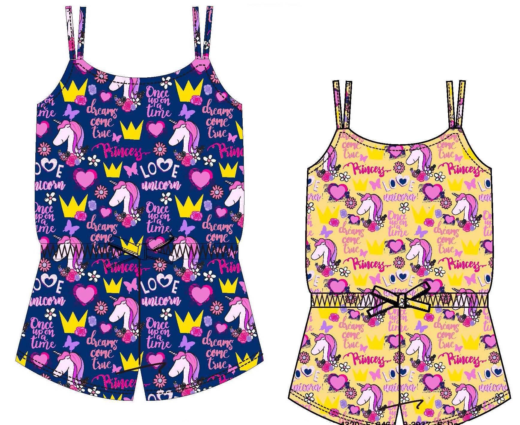 Baby Girl's Printed Knit Romper DRESS w/ Royal Princess & Unicorn Print - Size 12M-24M