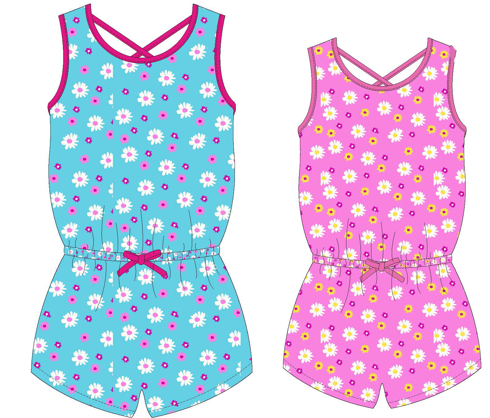 Baby Girl's Printed Knit Romper DRESS w/ Spring Daisy & Floral Print - Size 12M-24M
