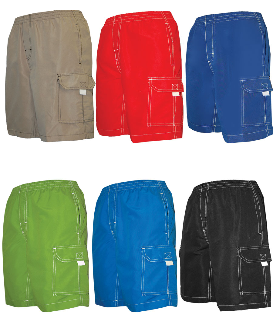 Men's Plus Size Microfiber Swim Trunks w/ Side Cargo Pockets - ASSORTED Colors - Sizes 2X-4X