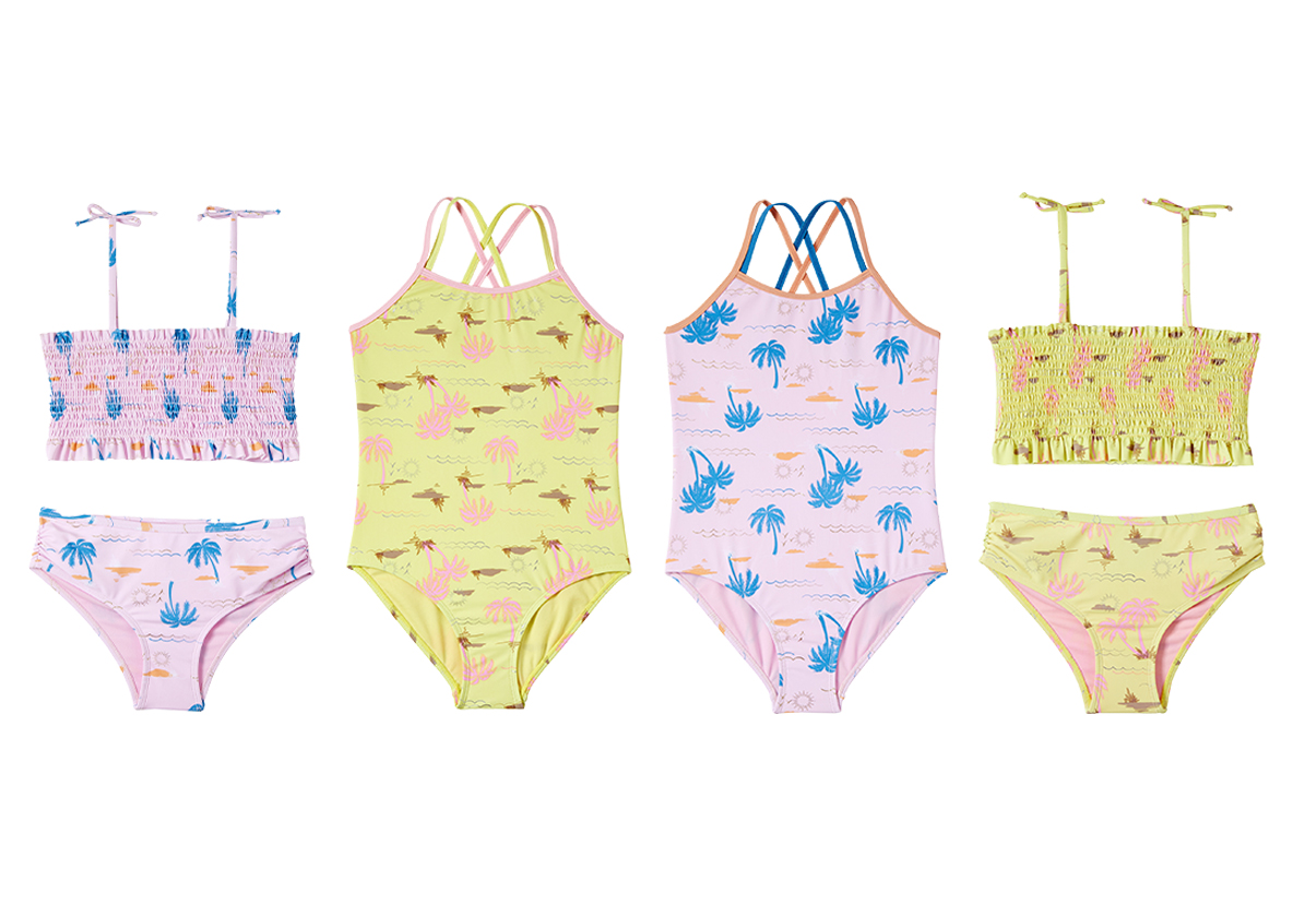 Little Girl's Printed One & Two-Piece Swimsuits - Palm Tree & Beach Print - Sizes 4-7