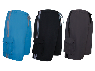 Men's Fashion Swim Trunks w/ Two Tone Stripes & Cargo Pockets - ASSORTED Colors - Sizes Small-2XL